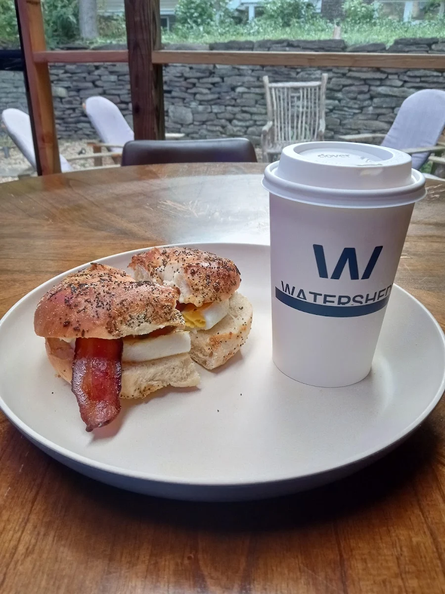 Bacon and Egg Sandwich on Everything Bagel