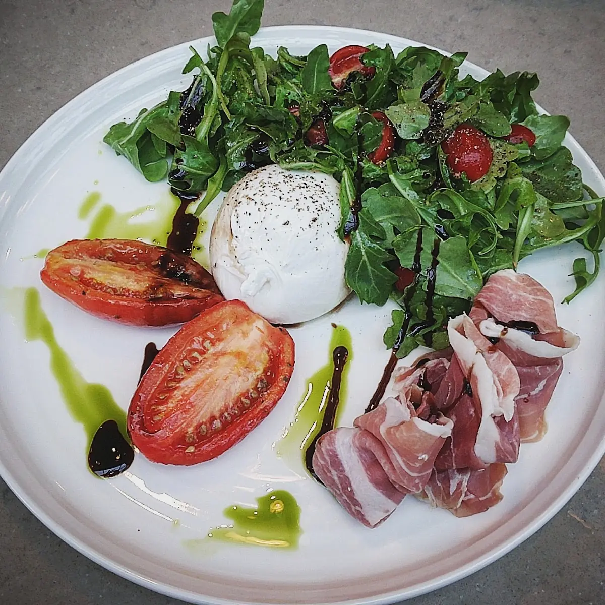 Local Burrata Salad with Prosciutto