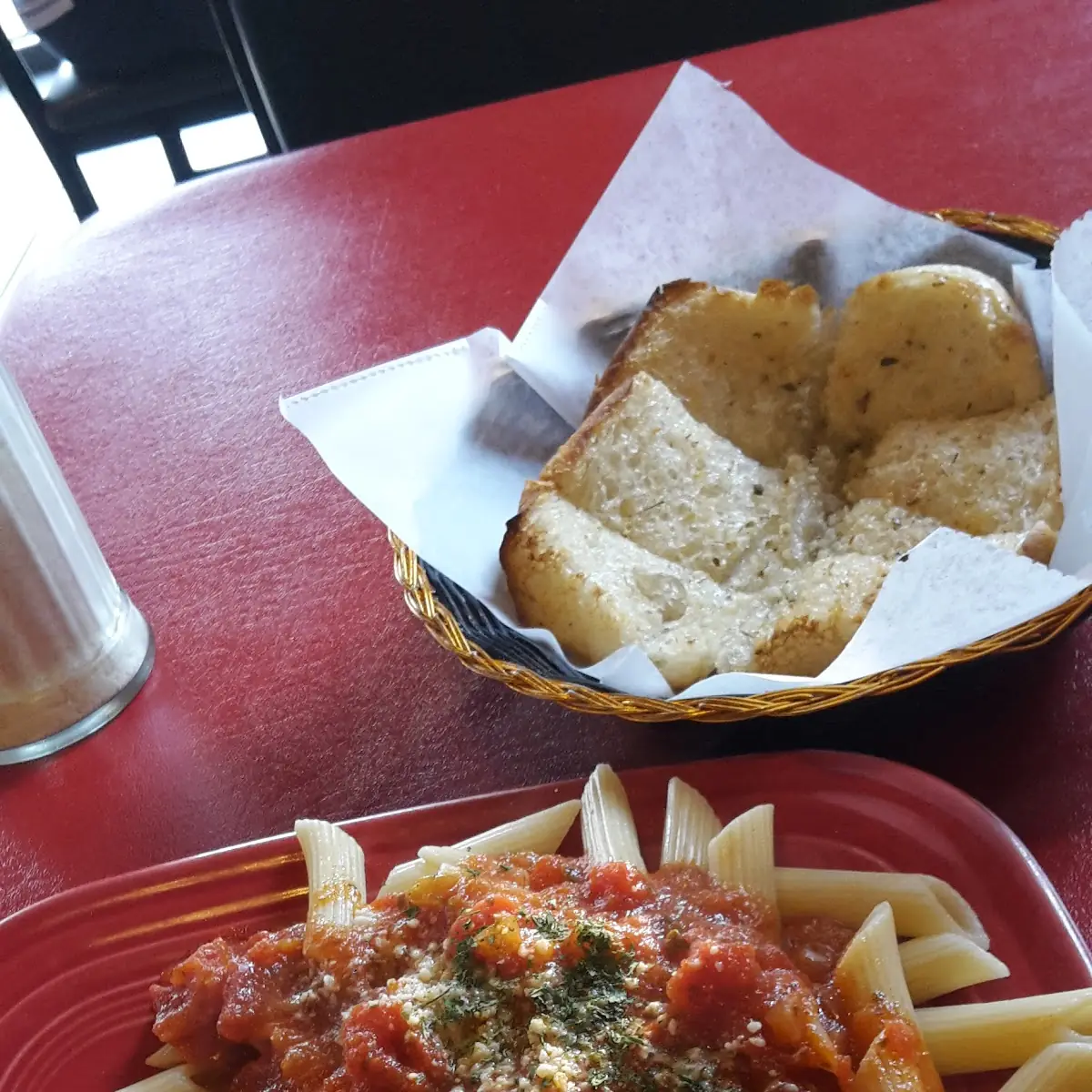 Eggplant Parmigiana and Garlic Bread
