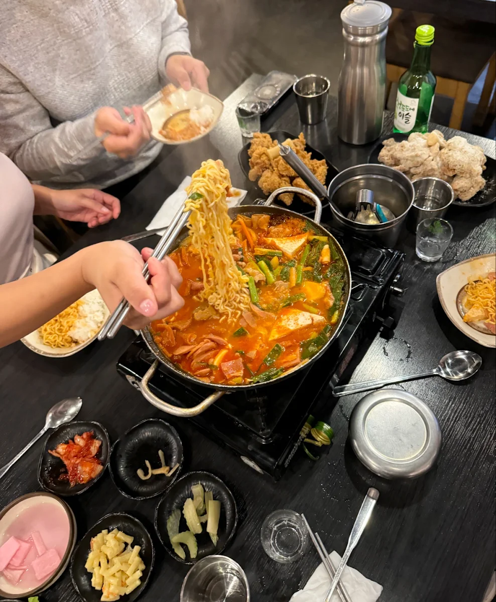 Budae Jjigae with Two of Steam Rice & Side Dishes, Grilled Korean BBQ