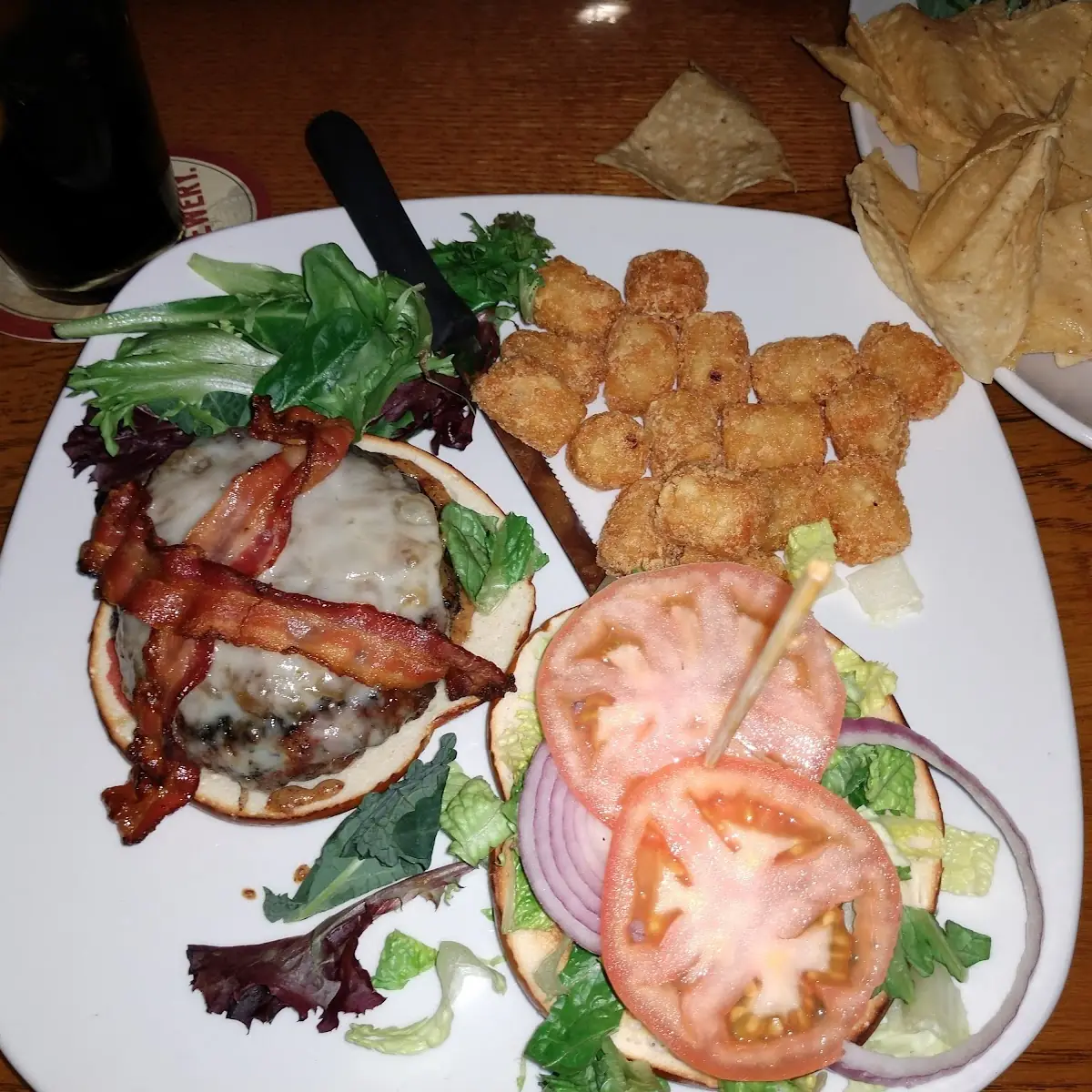 Bacon Burger and Tater Tots
