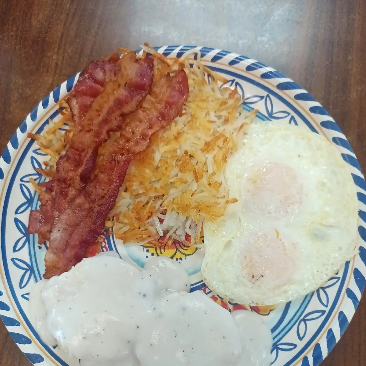 Biscuits & Gravy Eggs Bacon Hash Browns