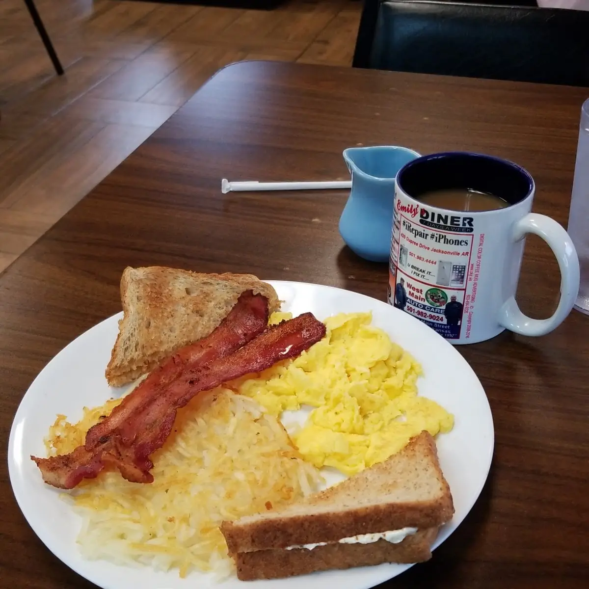 Scrambled Eggs Bacon Wheat Toast