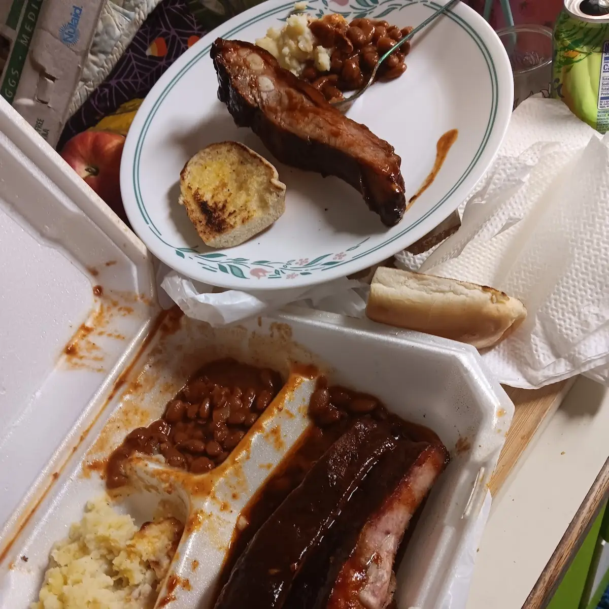Ribs Mashed Potatoes and Beans
