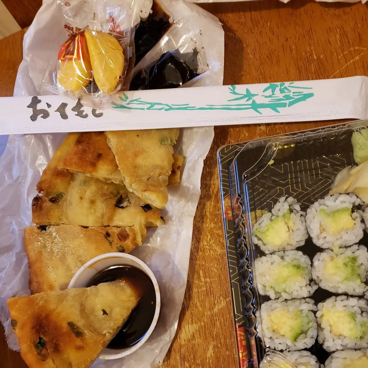 Avocado Roll and Scallion Pancake