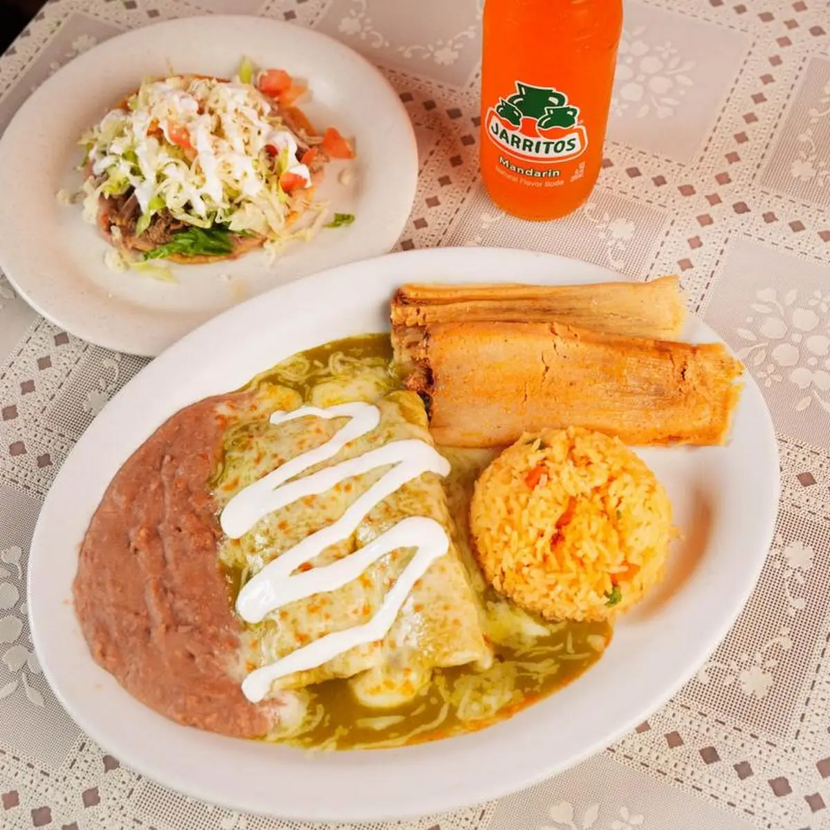 One Cheese Enchilada with Rice & Beans