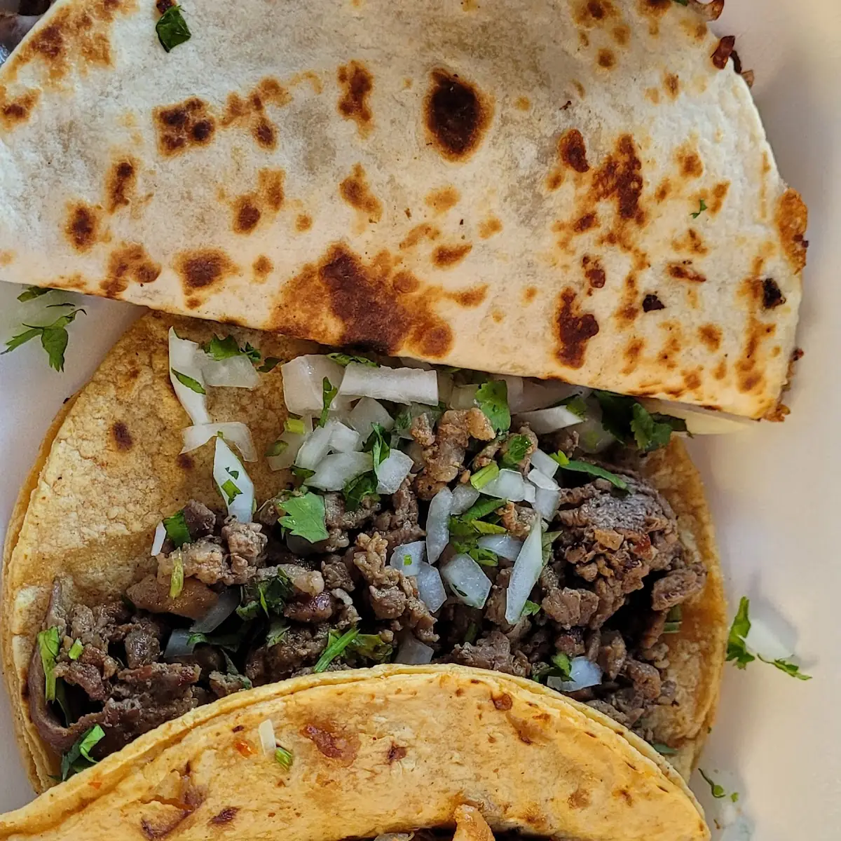 Pastor Taco Asada Taco and Pastor Quesadilla