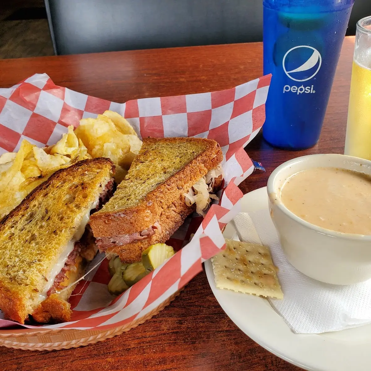 Reuben Sandwich and Crab Soup