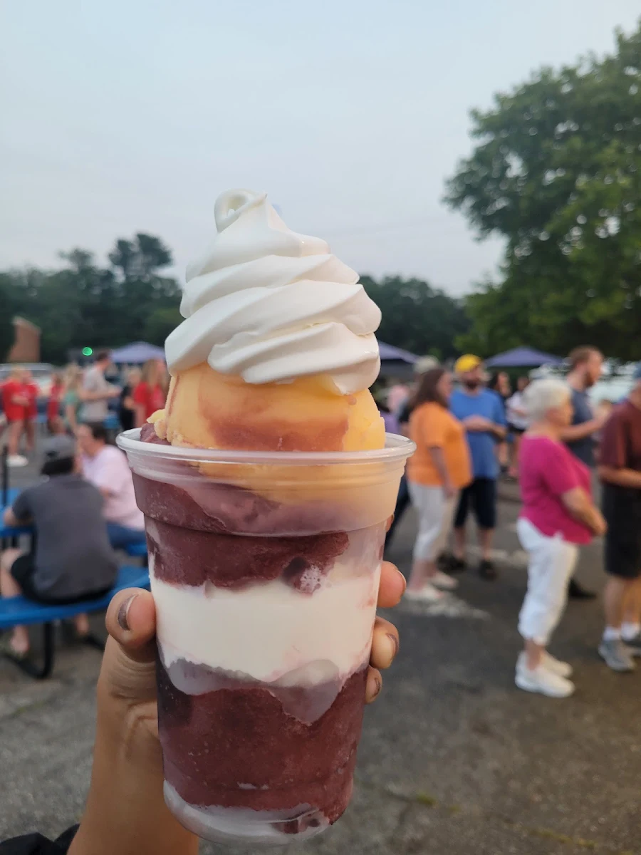 Black Cherry and Mango Italian Ice with Vanilla Soft Serve