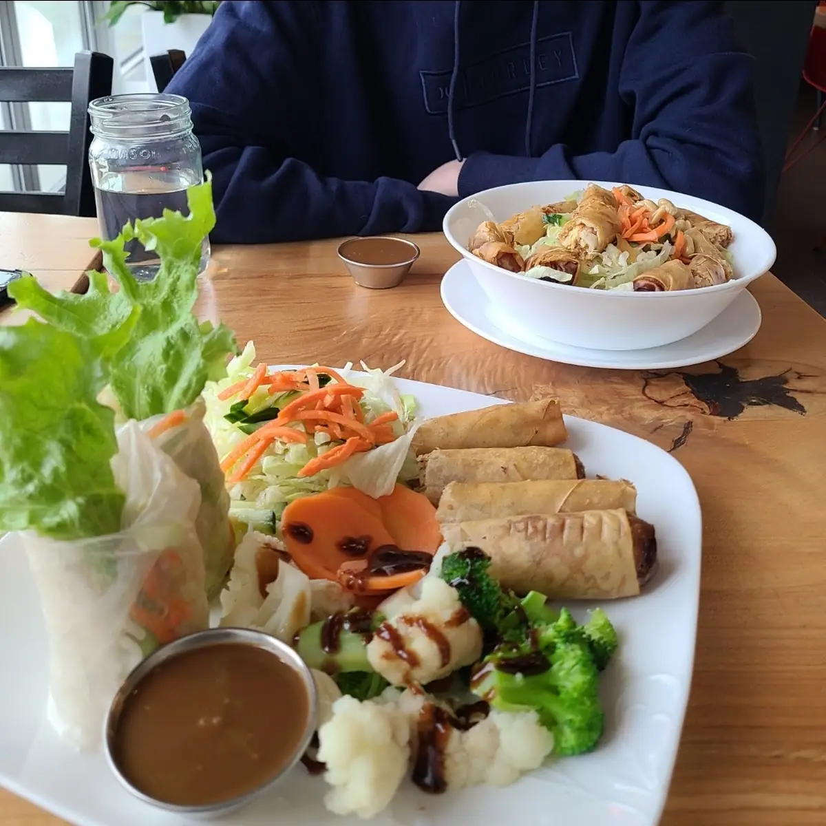 Vegetarian Spring Rolls on Vermicelli
