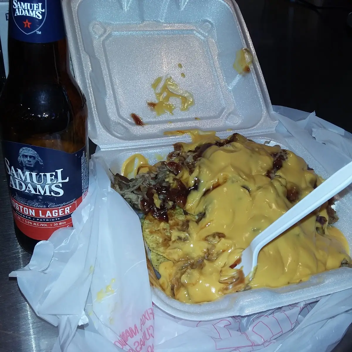 BBQ Nachos and Beer