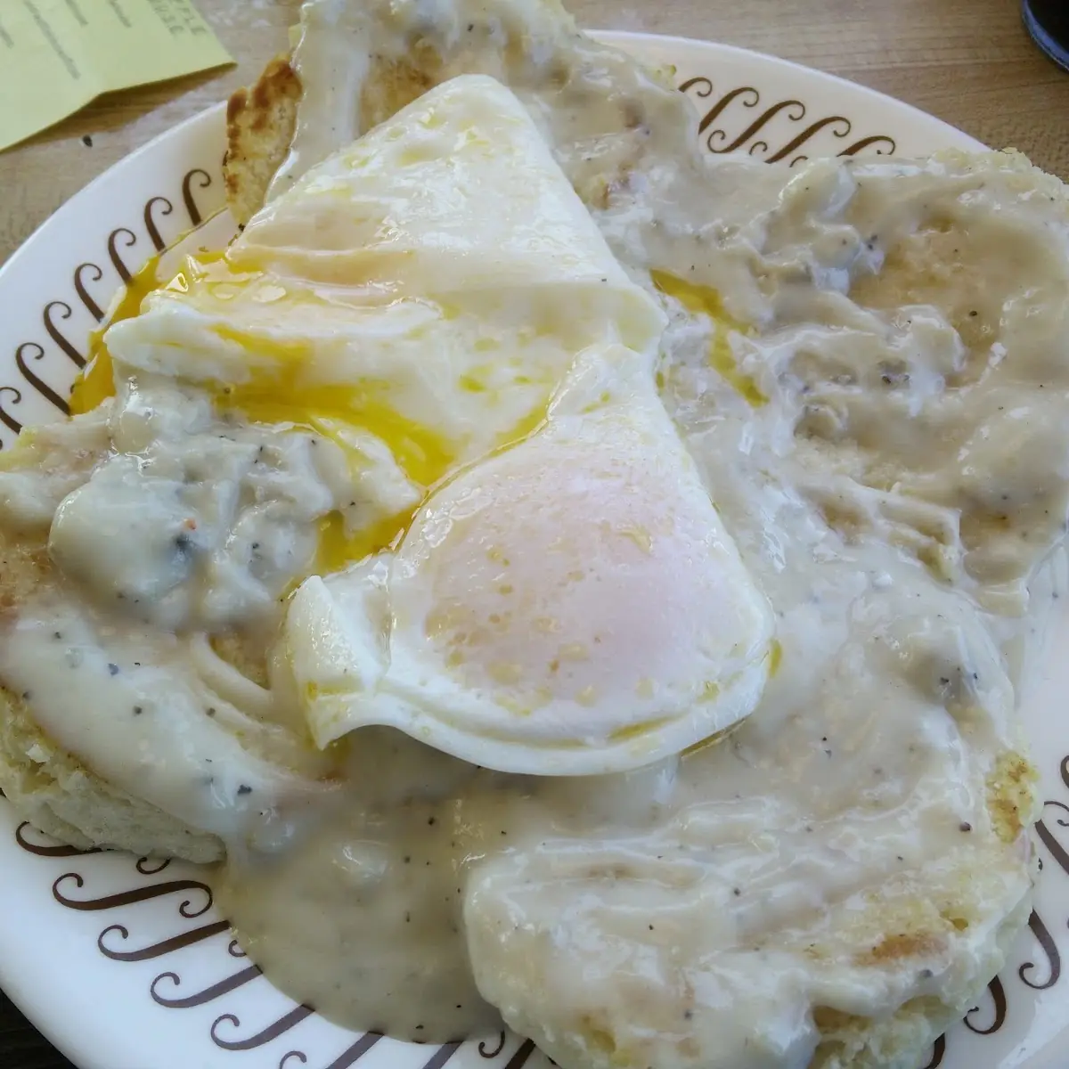 Eggs over Easy with Biscuits and Gravy