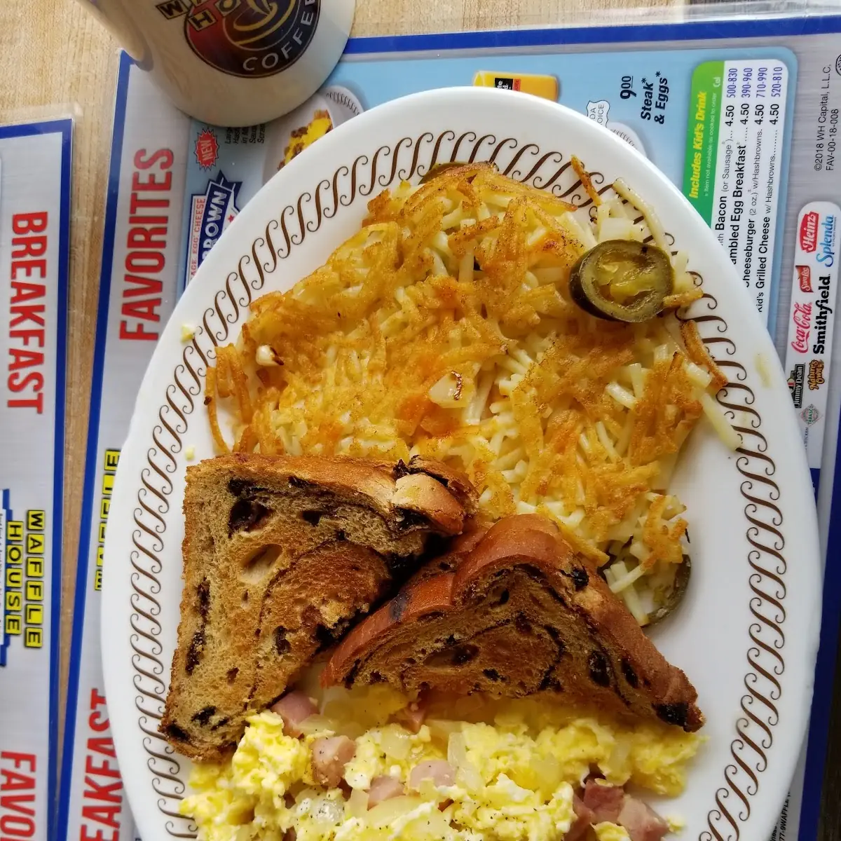 Ham - Onion Eggs & Hash Browns
