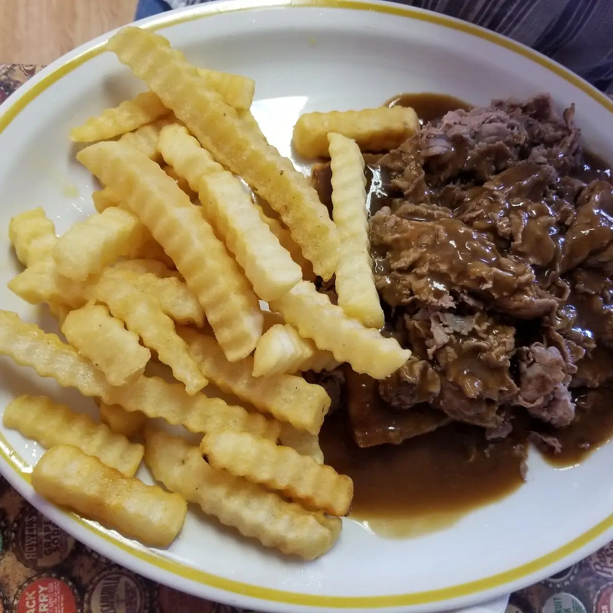 Open Faced Roast Beef with Fries
