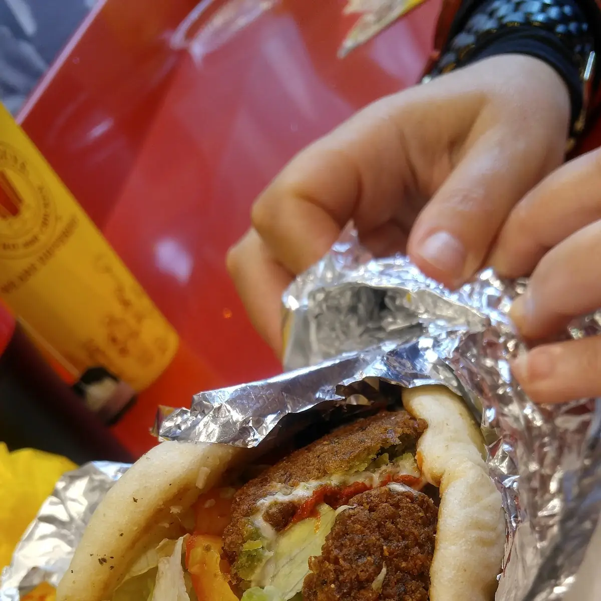 Beef Gyro Falafel Sandwich