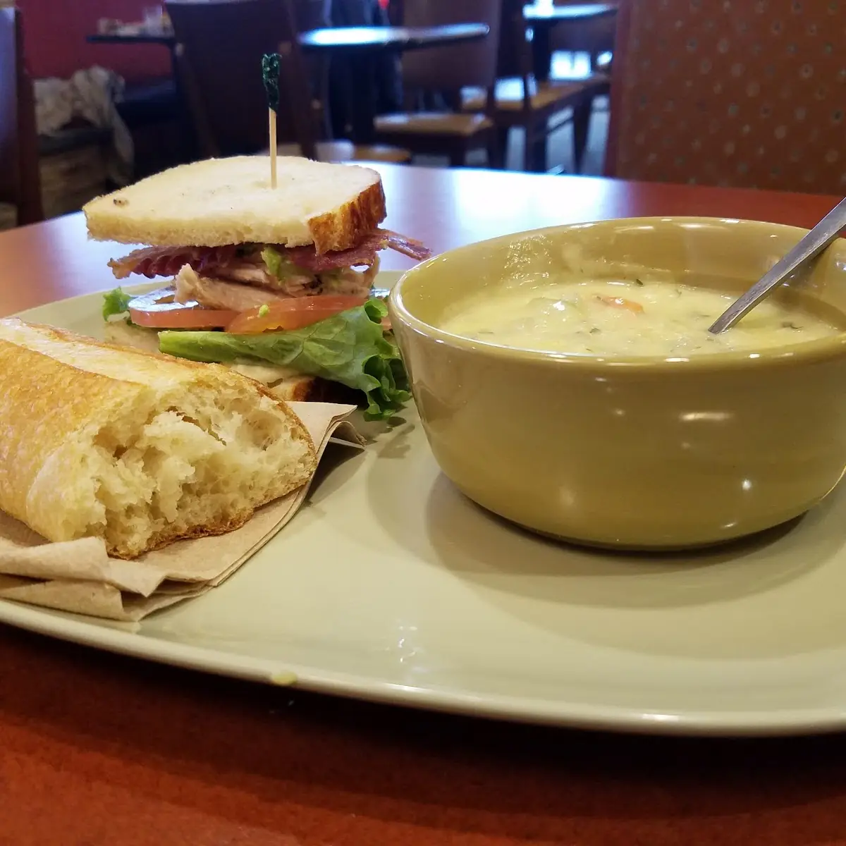 Broccoli Cheddar Soup with Turkey Avocado blt