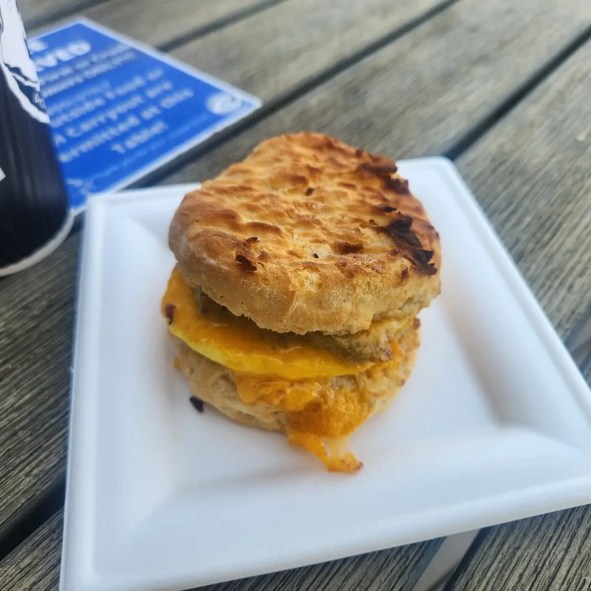 Scrappel Egg and Cheese Biscuit