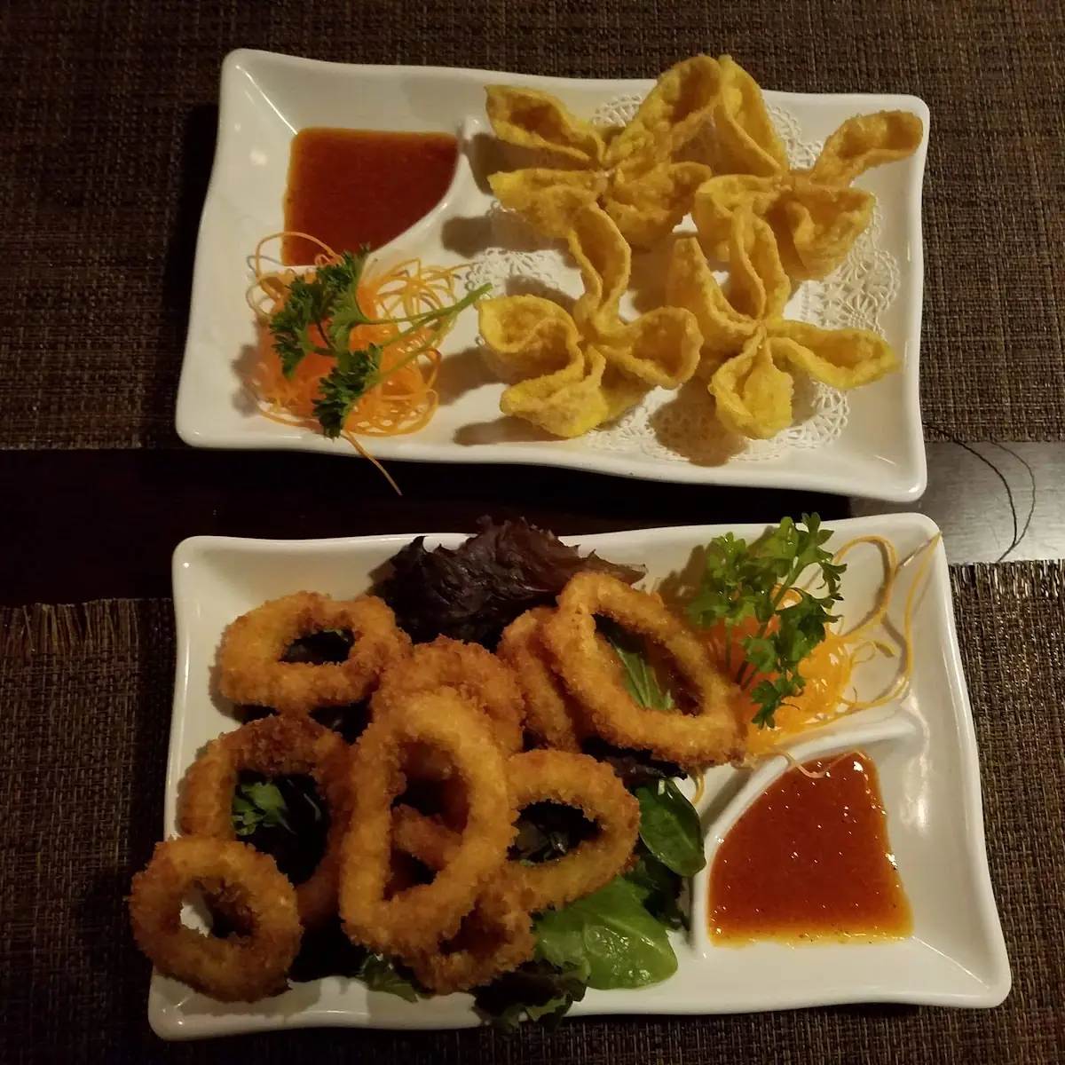 Calamari Tempura and Crab Rangoon