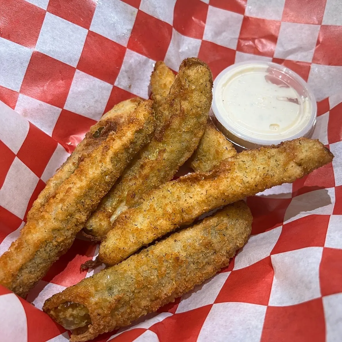 Fried Pickle Spears with Homemade Ranch Dressing