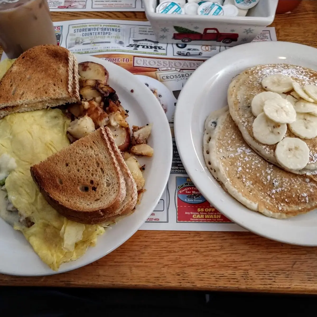Pancakes Scrambled Eggs and Bacon