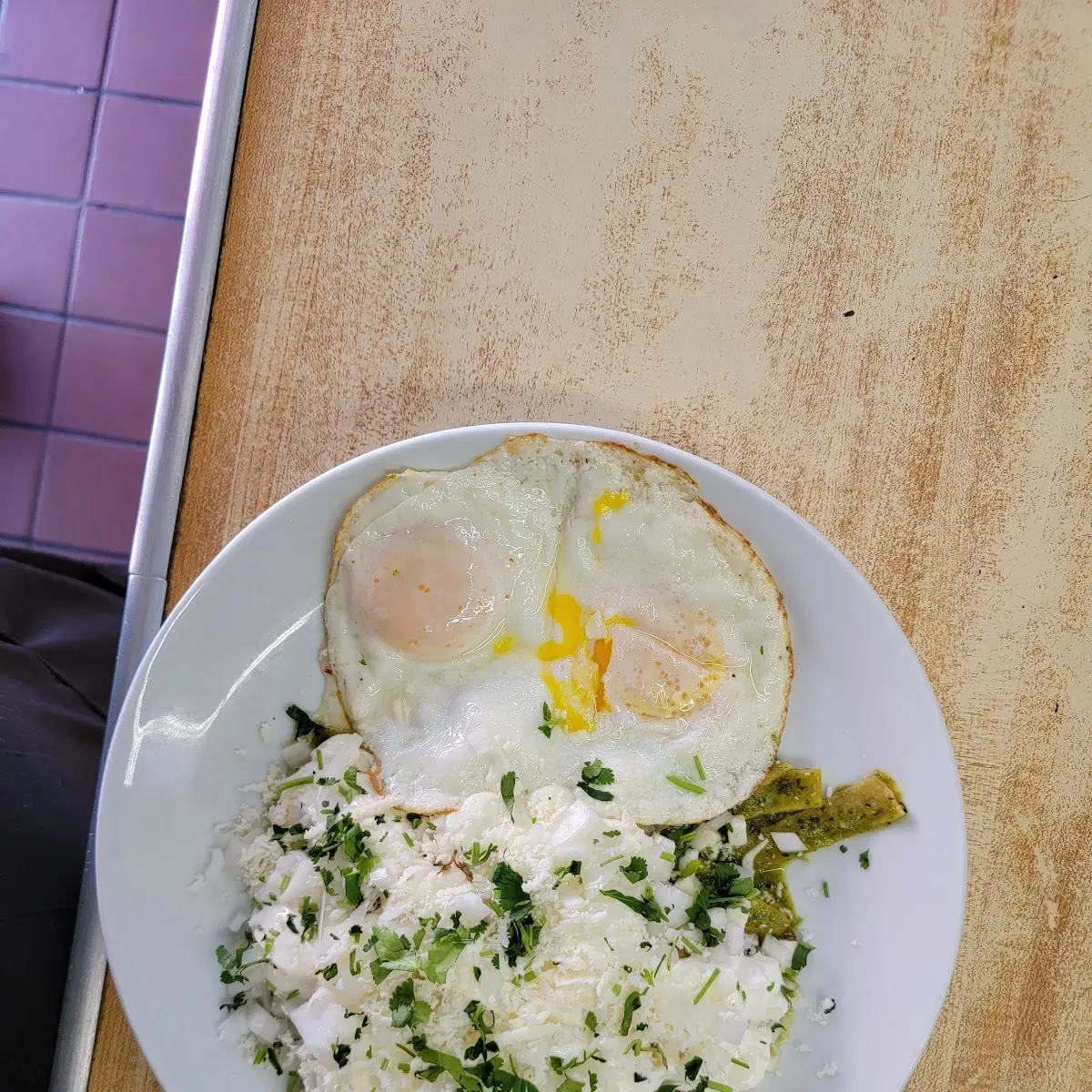 Chilaquiles Verdes with Eggs
