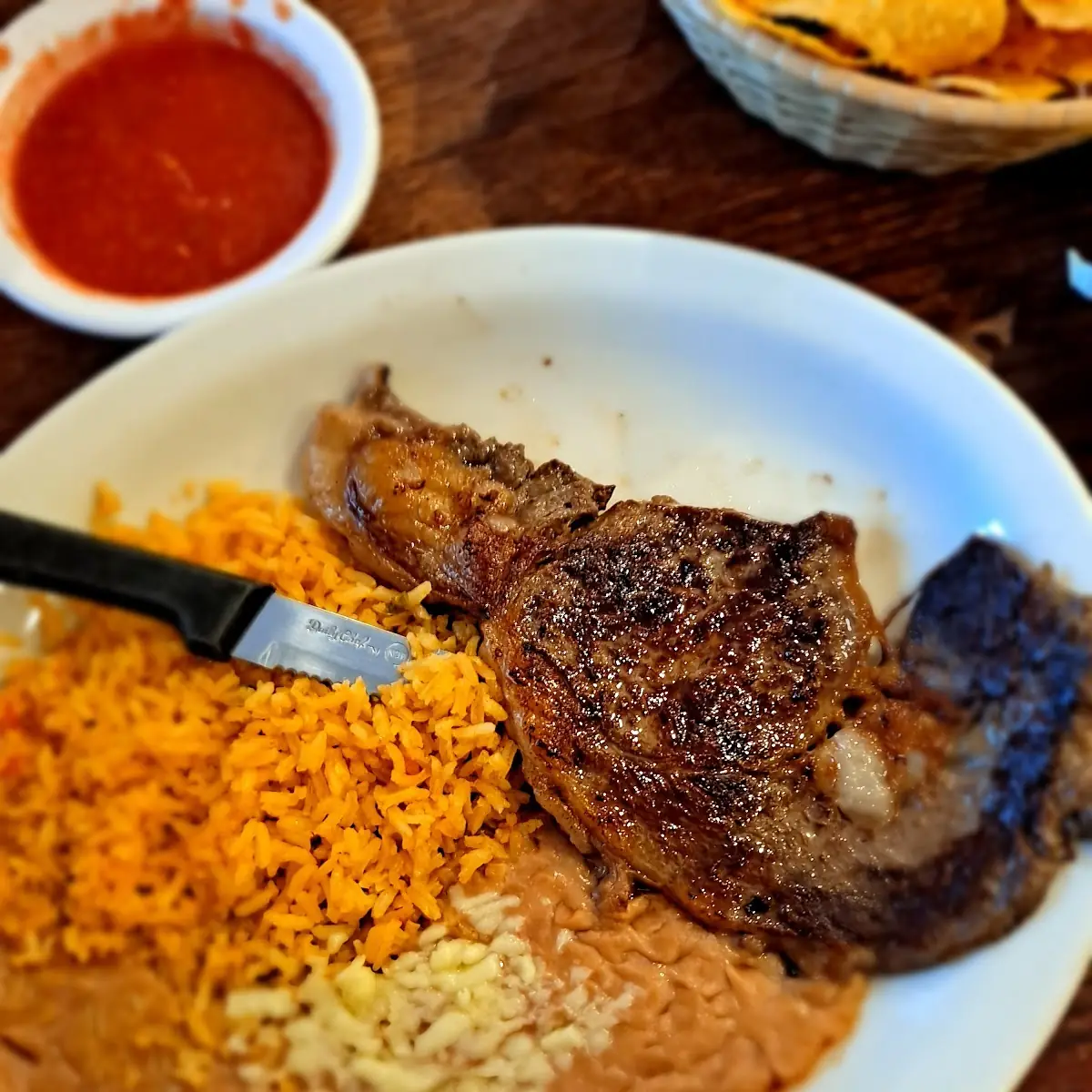 One Beef Taco Rice & Fried Beans