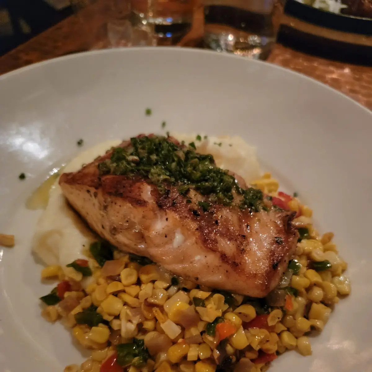 Grilled Fish Mashed Potatoes and Corn
