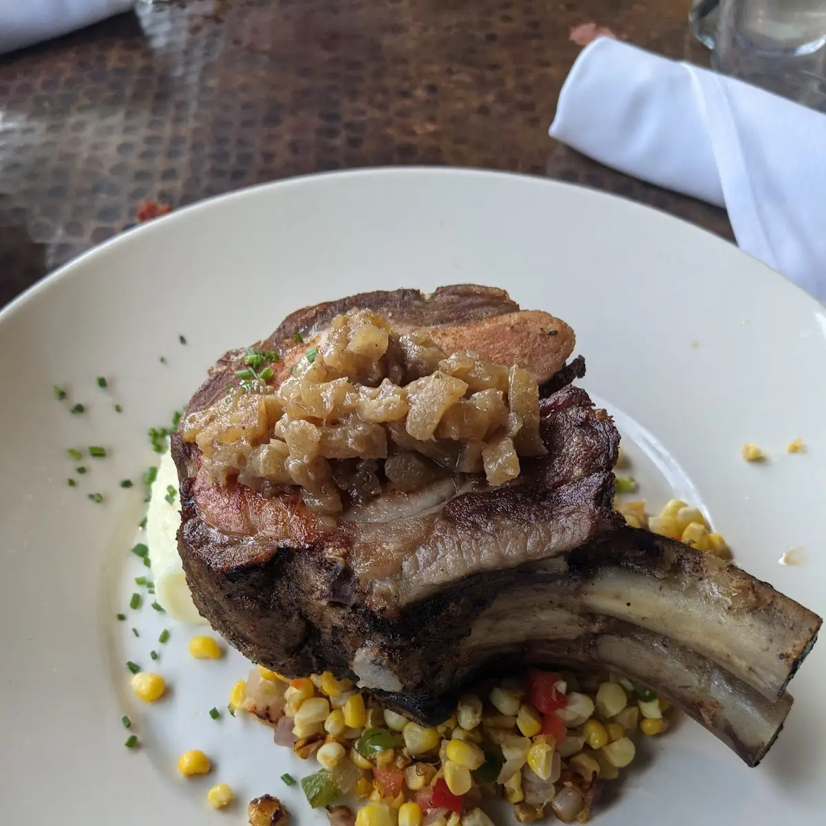 Pork Chop with Corn Succotash