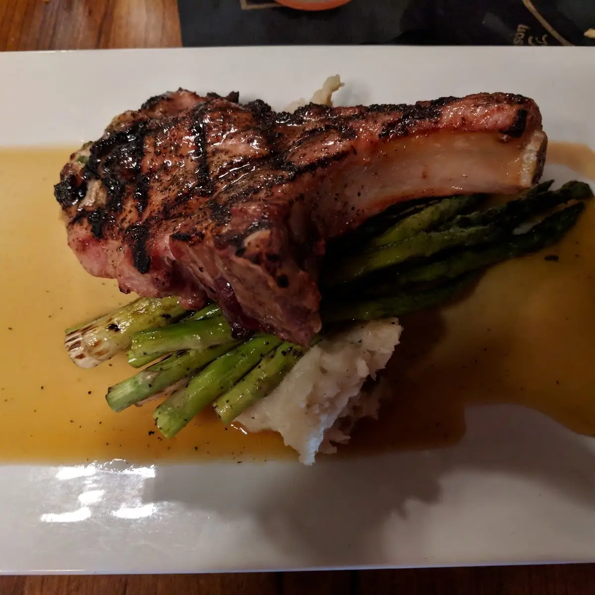 Stuff Pork Chops Mashed Potatoes Asparagus