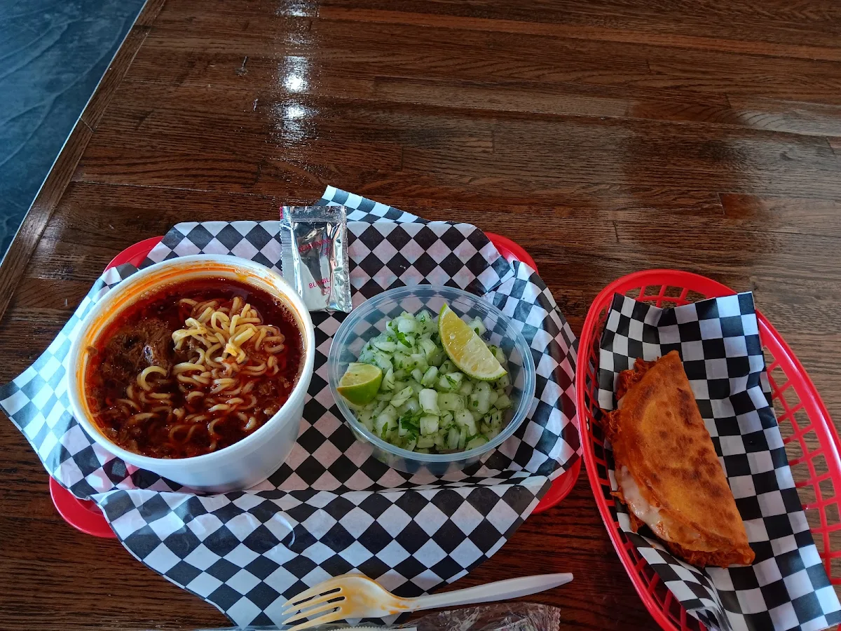 Birria Taco and Ramen Noodles