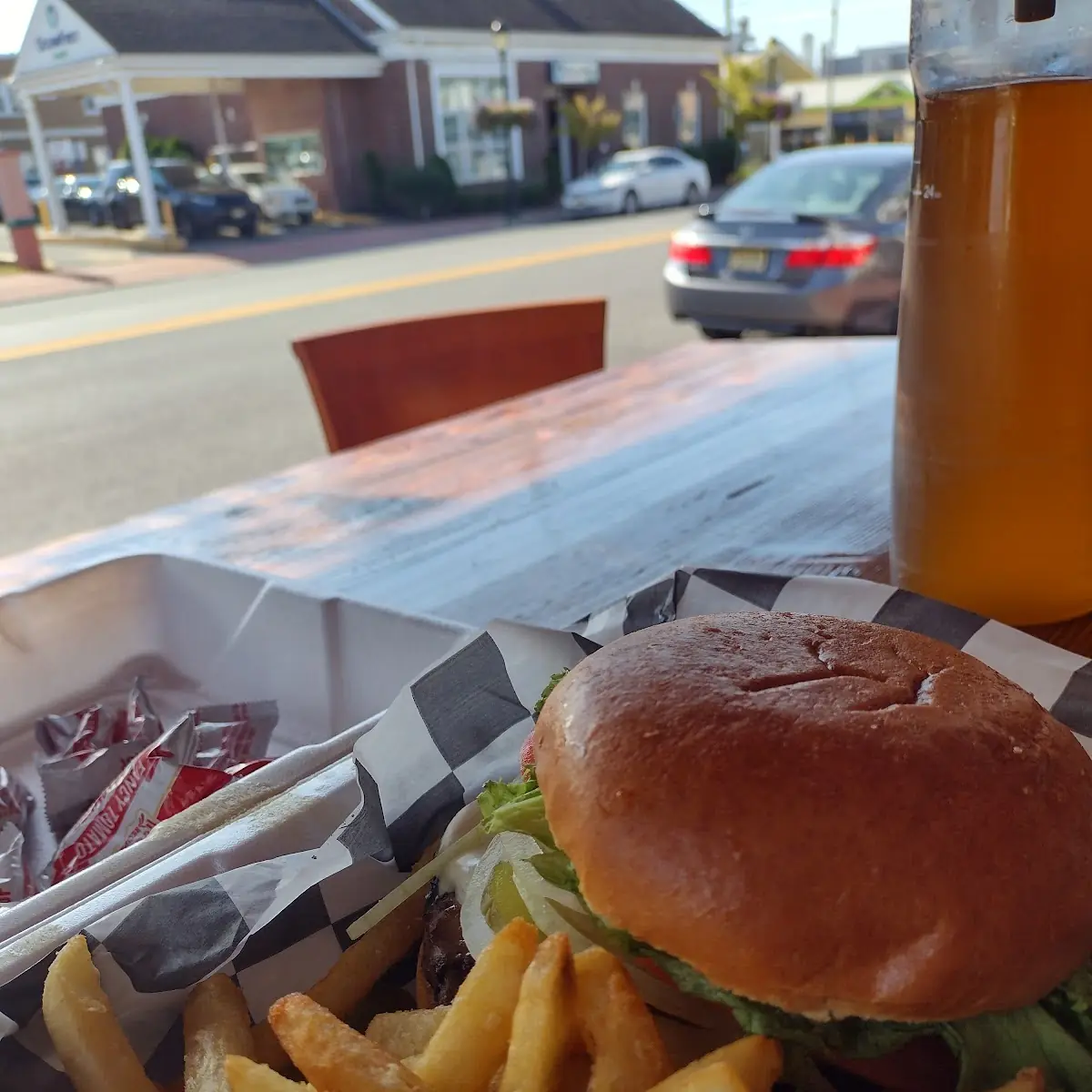Medium Rare Cheeseburger with French Fries