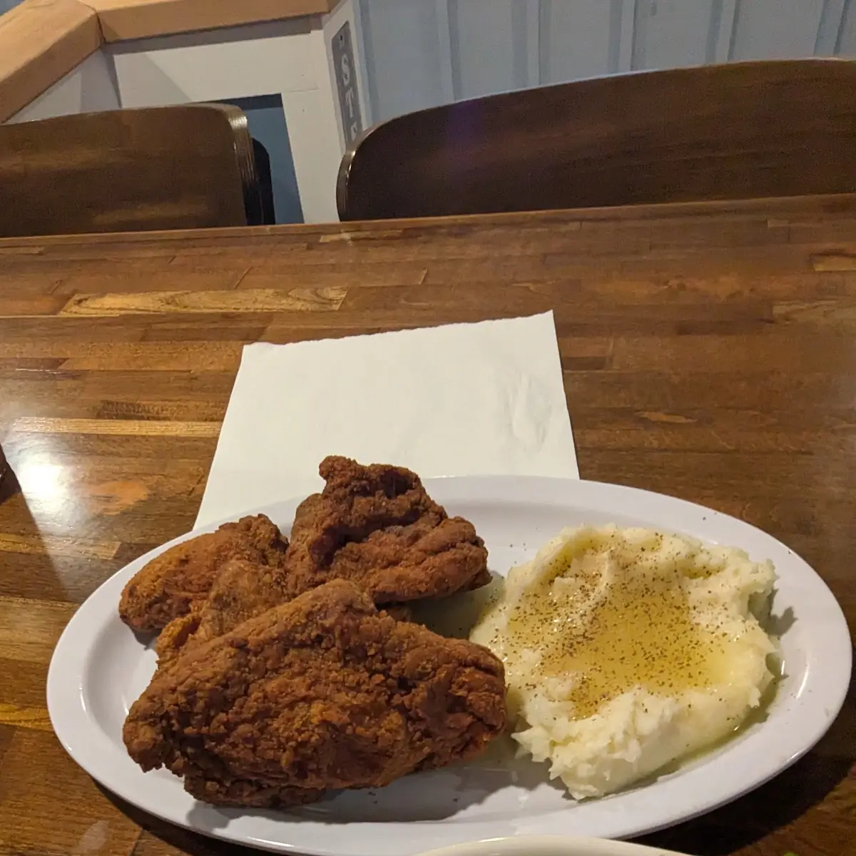Fried Chicken Green Beans and Mashed Potatoes