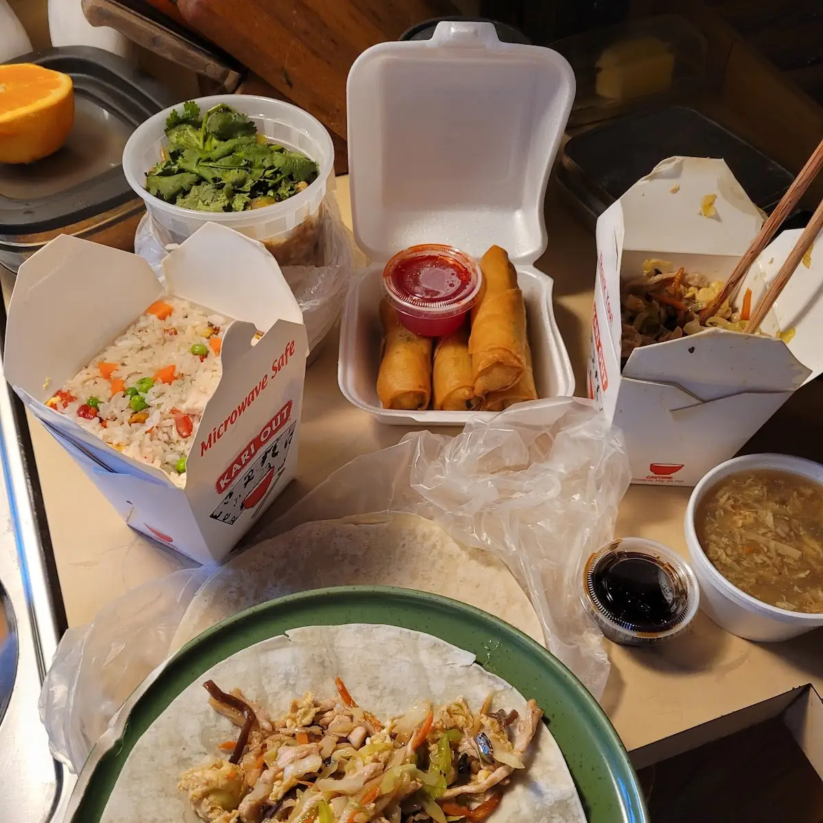 Spring Rolls and Egg Drop Soup