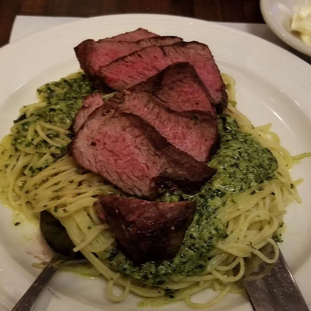 Pesto Pasta with Filet Mignon