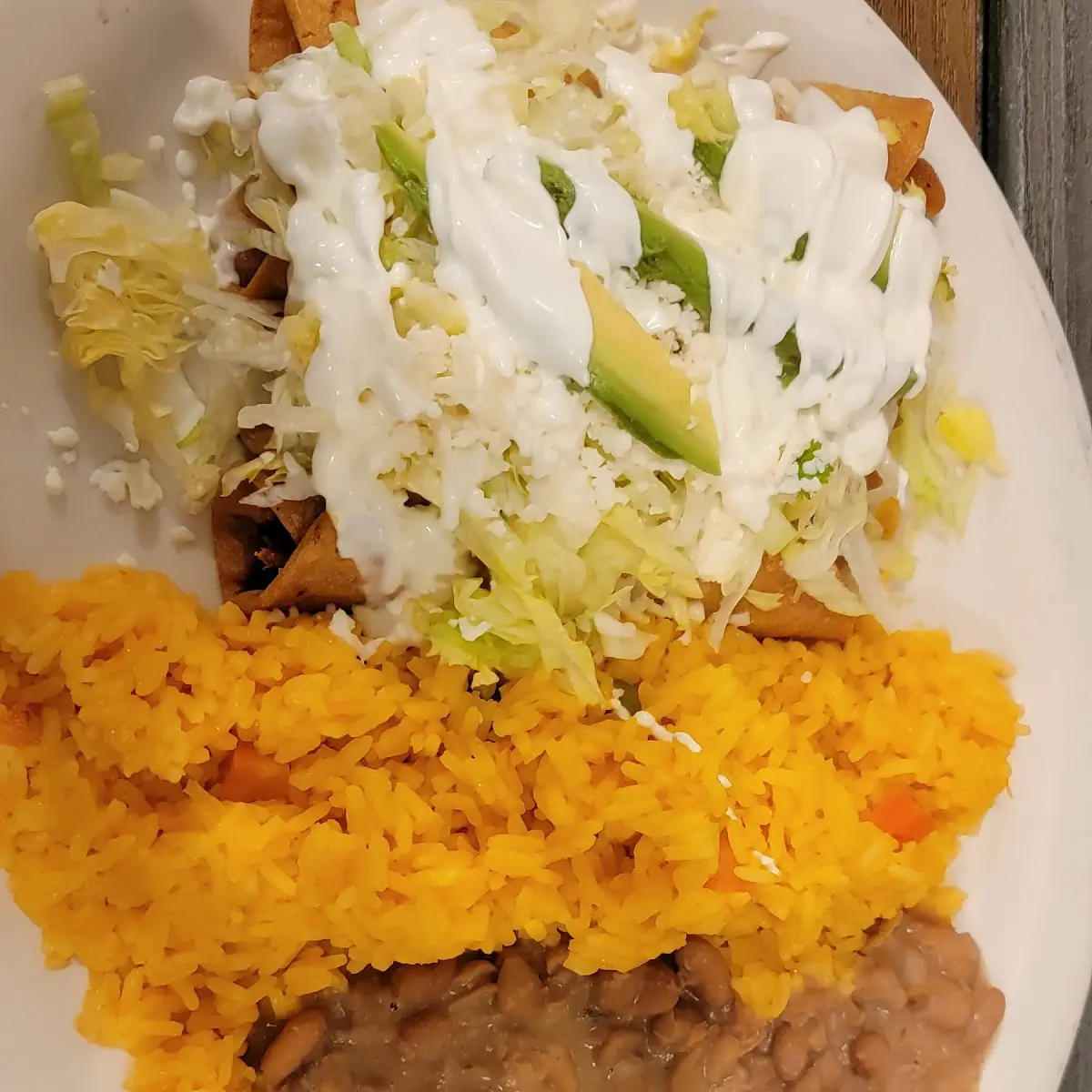 Tacos Dorados & Yellow Rice & Beans