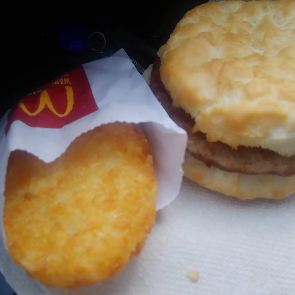 Sausage Biscuit and Hash Brown