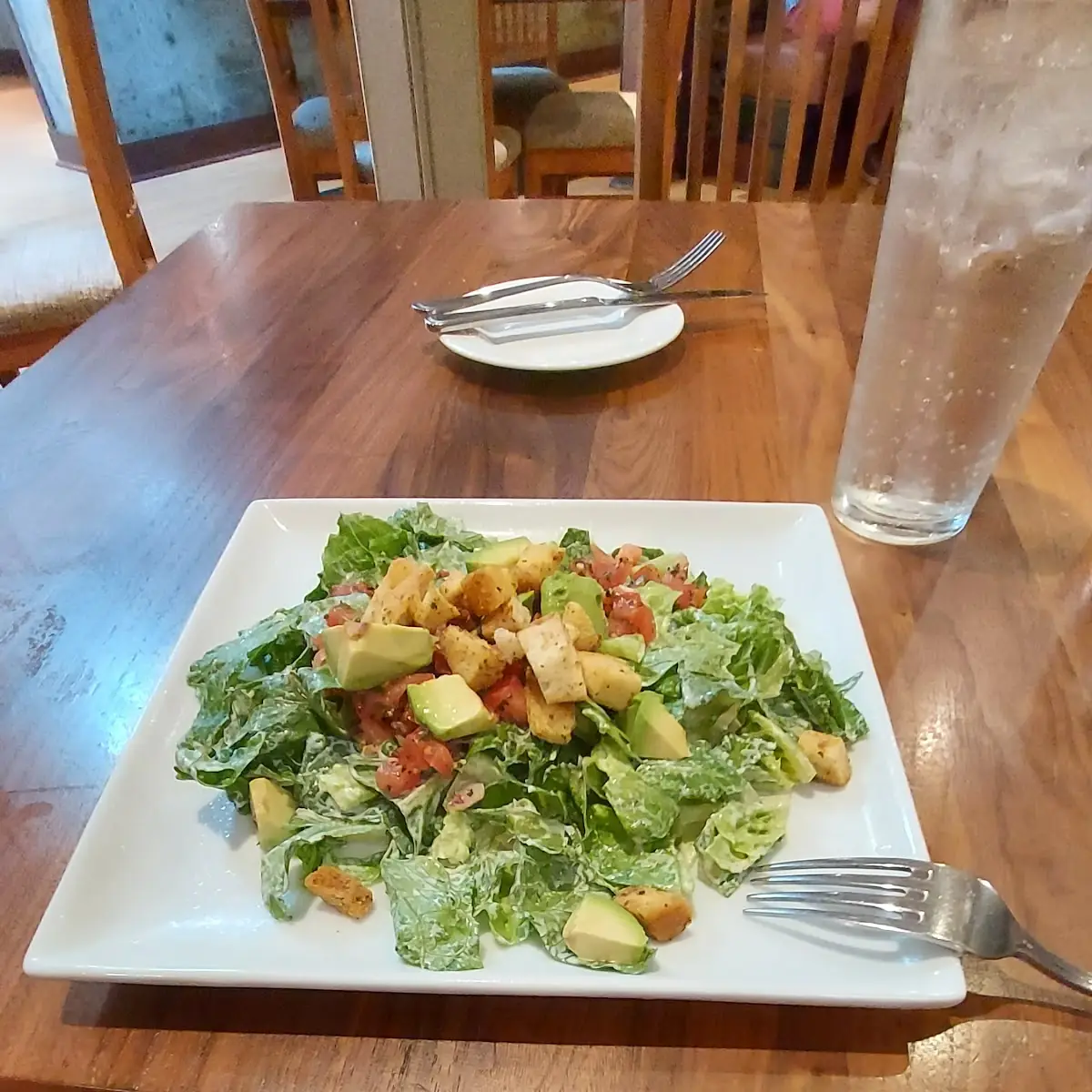 Caesar Salad with Range Dressing and Slide Tomatoes It Was Special for Me