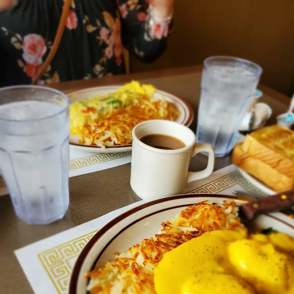 Two Scrambled Eggs Hash Browns & Sausage