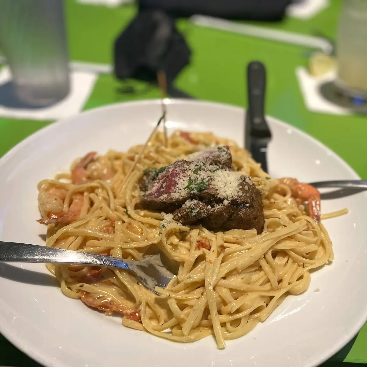 Bistro Steak & Shrimp Alfredo Linguine