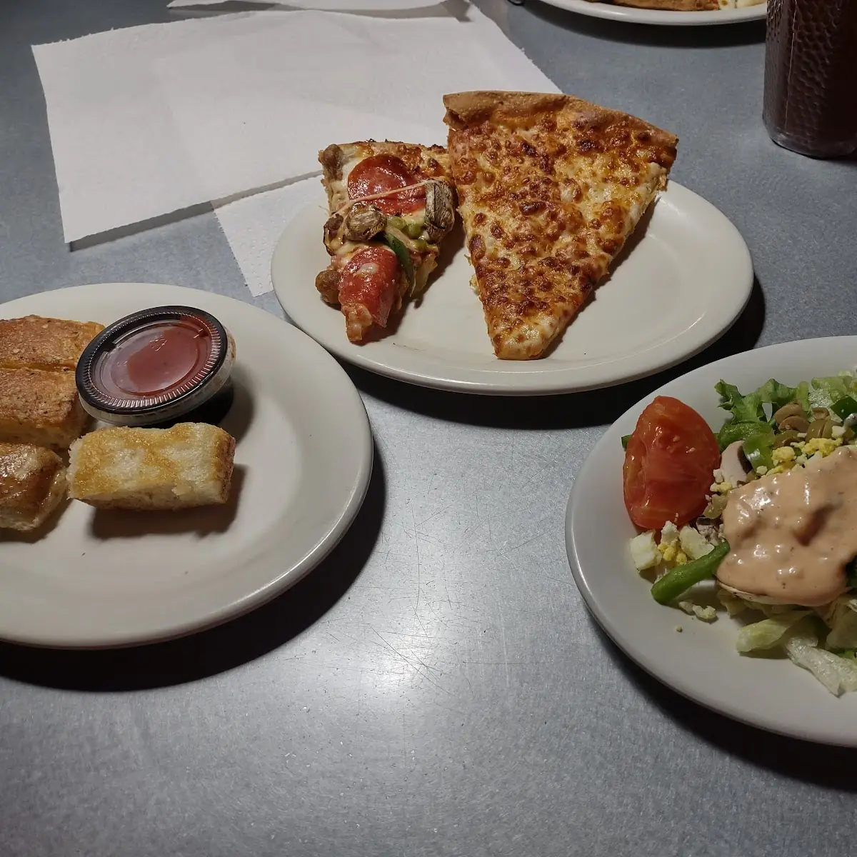 Pizza Salad Bread Sticks and Cinnamon Sticks Cinnamon Sticks