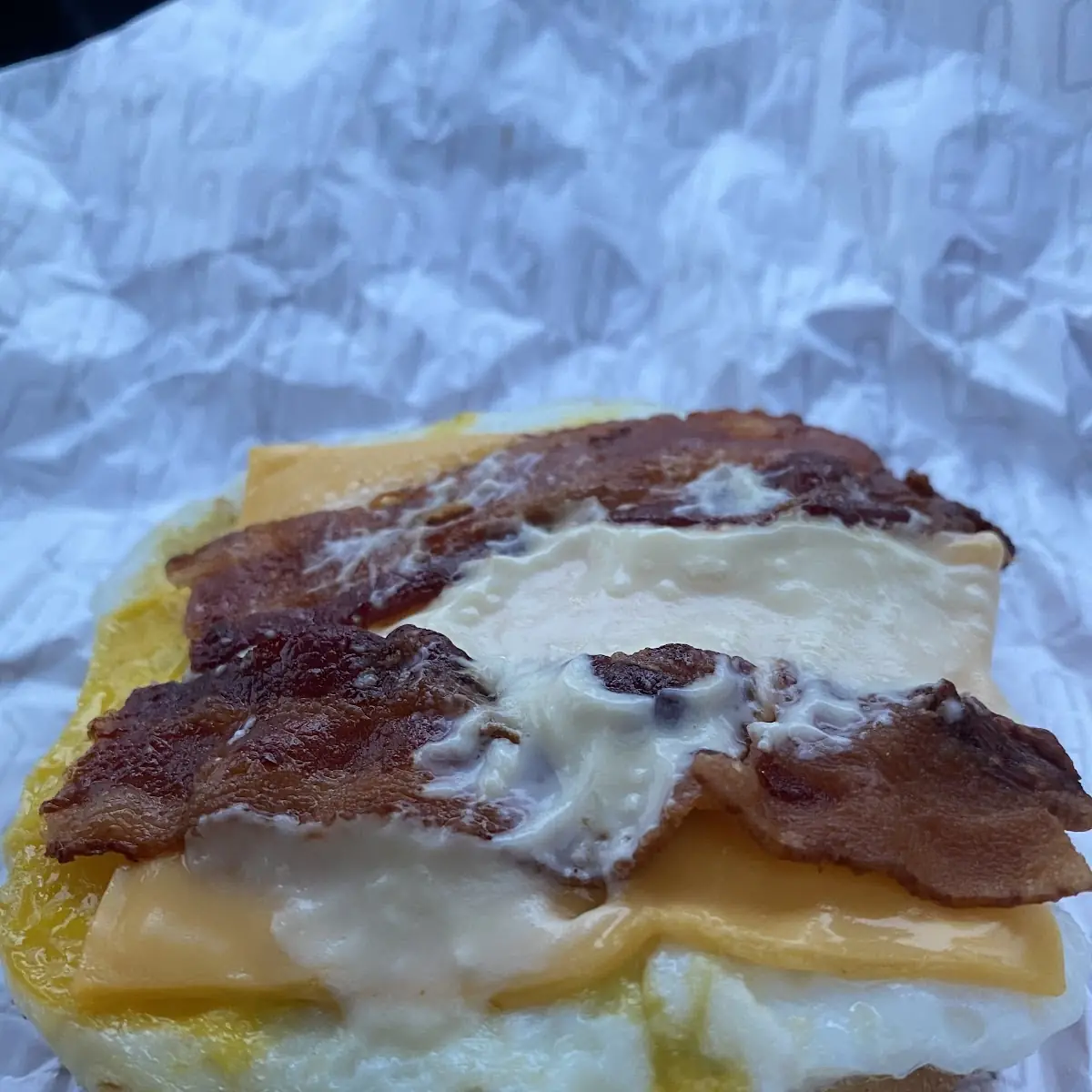 Fried Egg Bacon and Cheese Sandwich