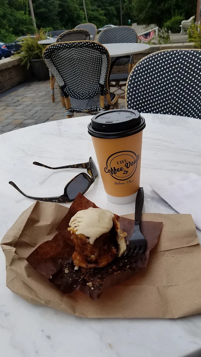 Cinnamon Roll with a Caramel Latte