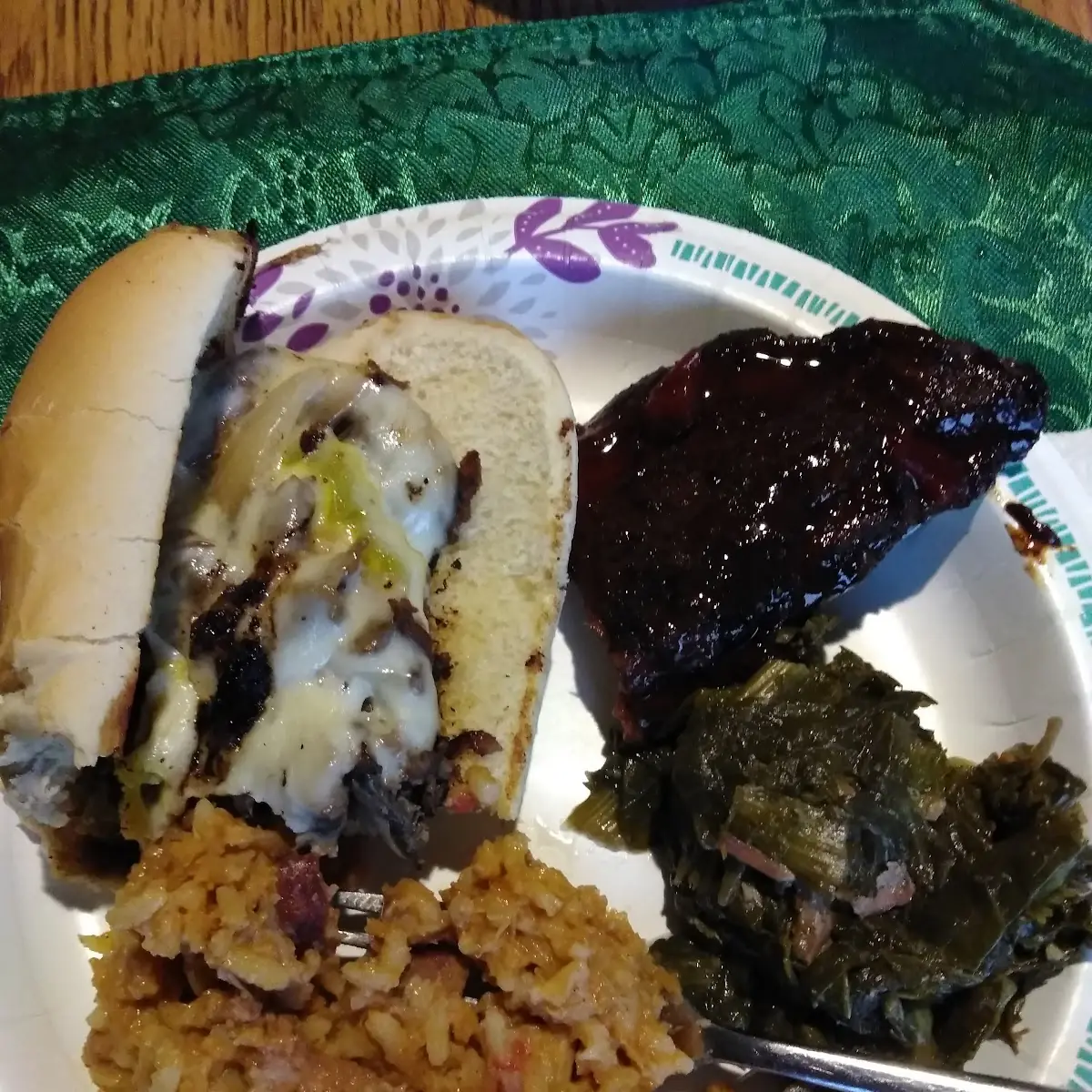 Philly Cheese Steak Rib Tips Greens