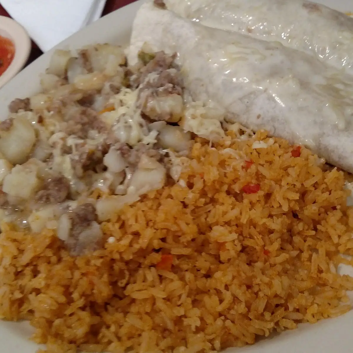 Beef Burrito and Grilled Potato