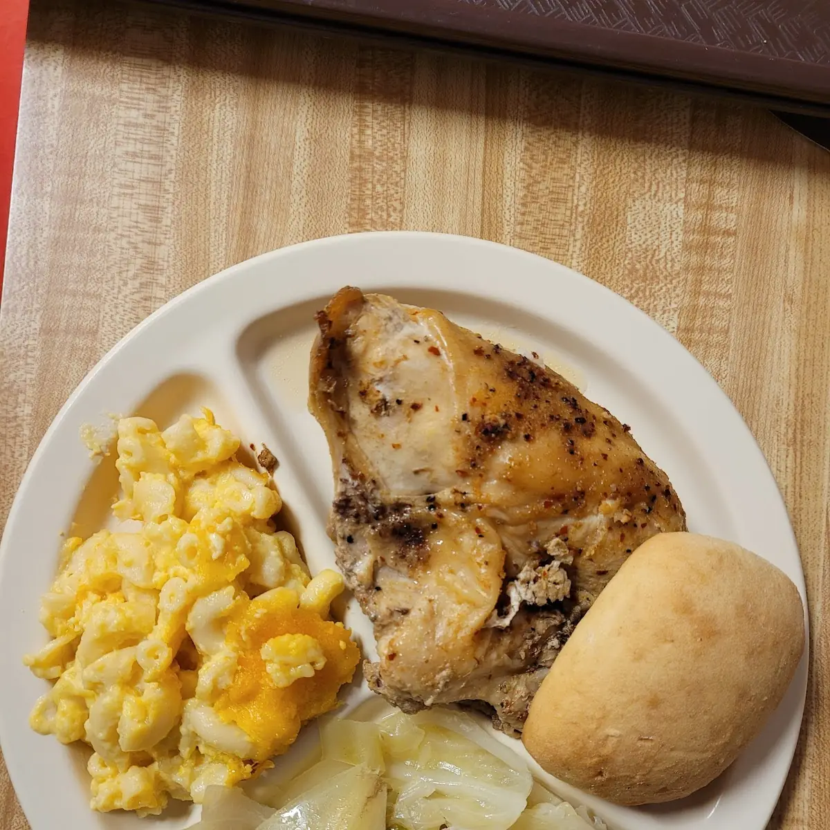 Baked Chicken Mac & Cheese Cabbage and Roll