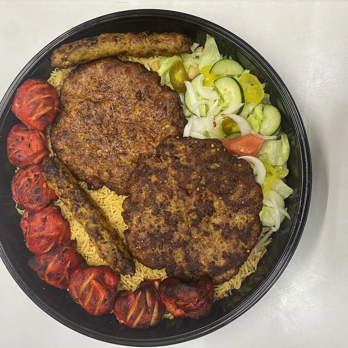 Brown Rice w One Chapli Kebab & Salad