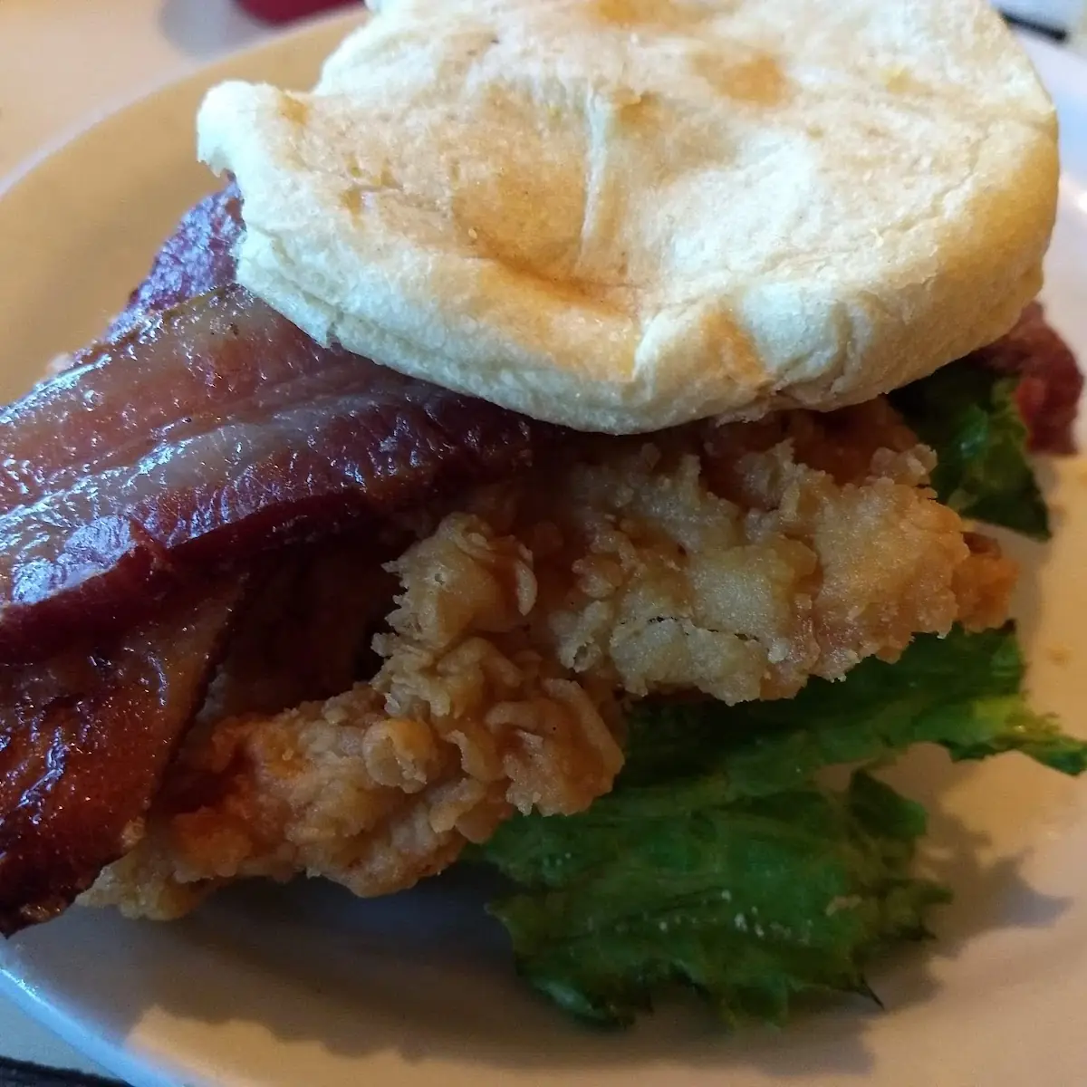 Fried Chicken Sandwich with Bacon Lettuce and Tomato