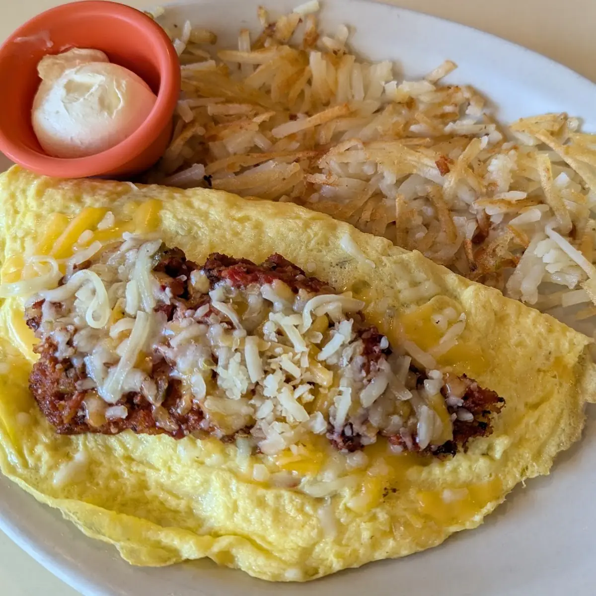 Taco Omelet with Hash Browns