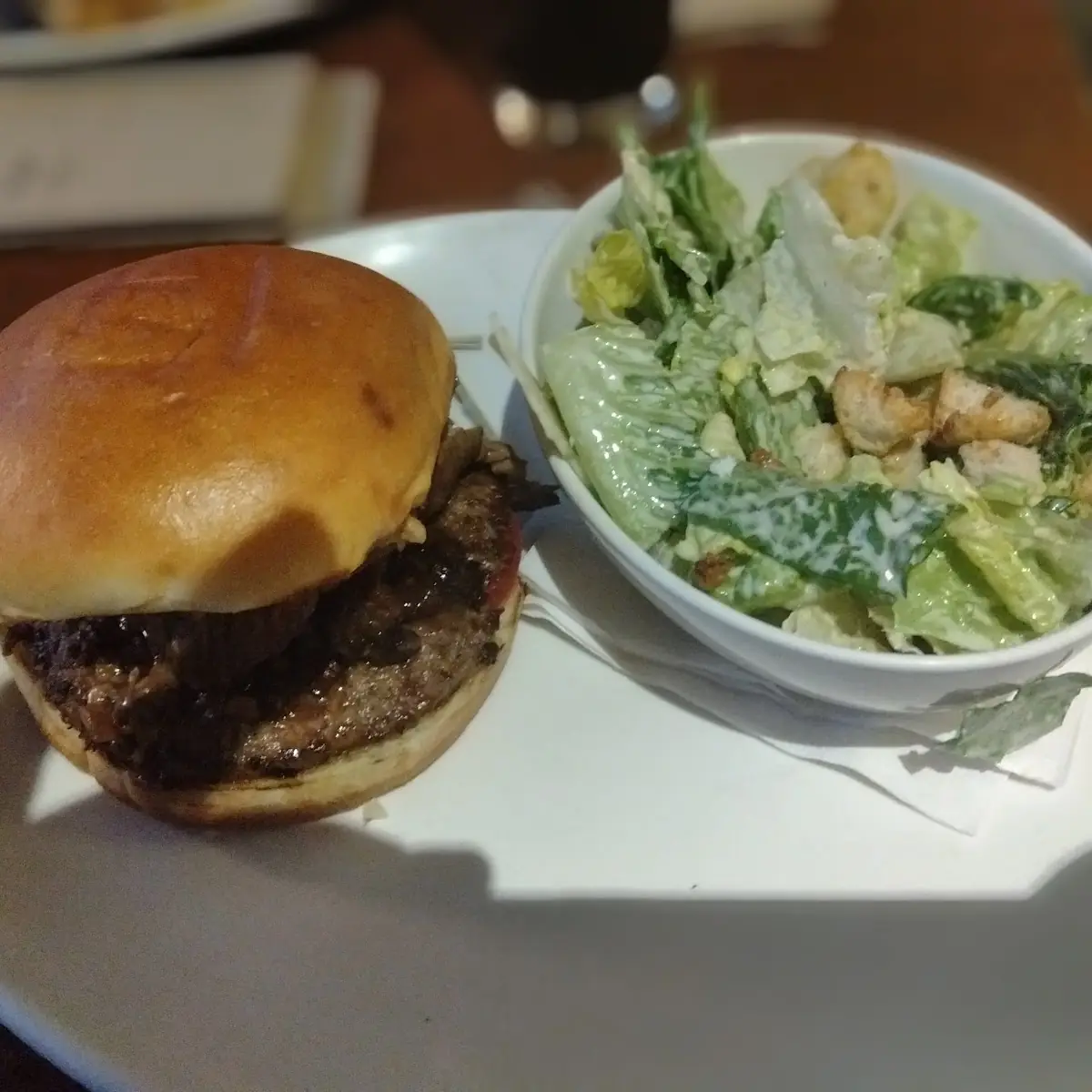 Braised Short Rib Beef Burger with Ceasar Salad