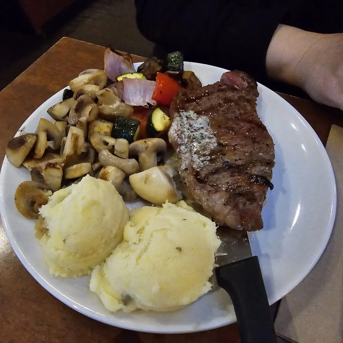 Steak with Side Sauteed Mushrooms